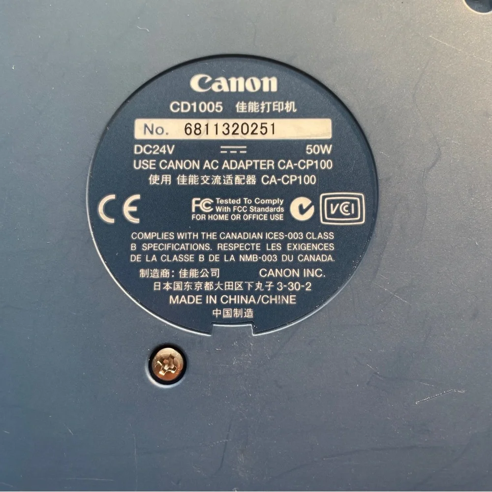 Canon Selphy Series CD1005 Card Photo Printer CP-200 PictBridge Support